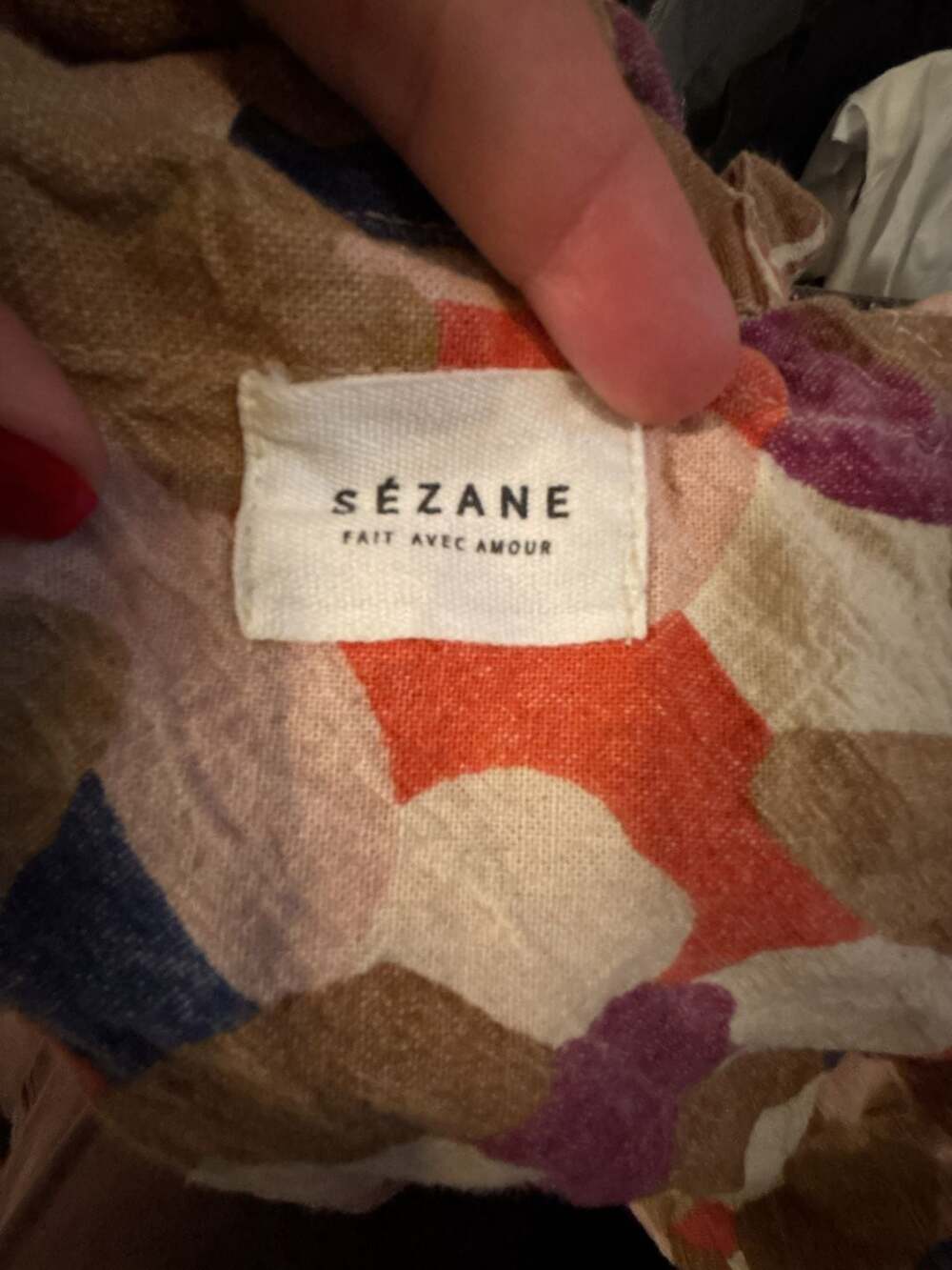 Sézane Multicolored Abstract Print Canvas Tote Bag